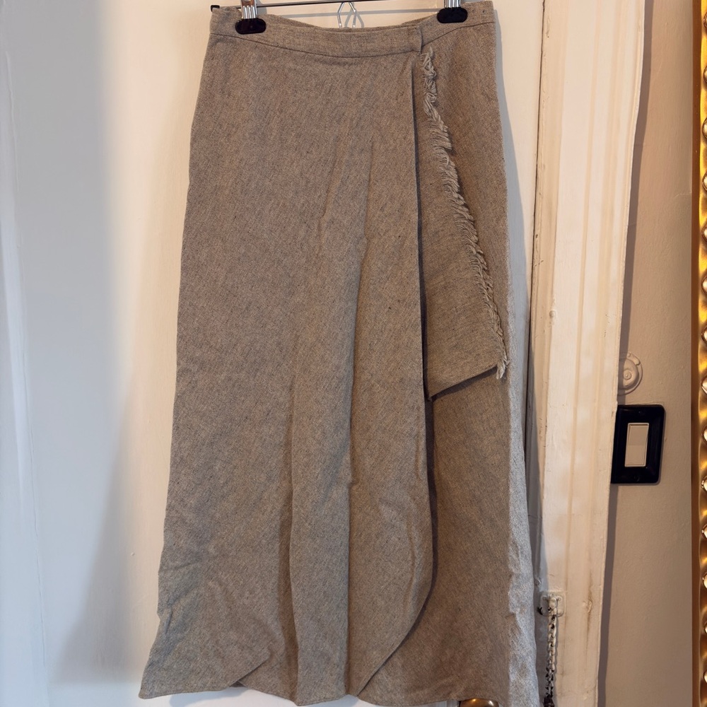 Donna Karan Wrap Fringe Maxi Skirt